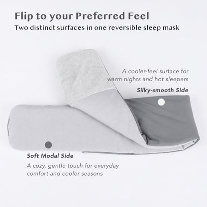 Silent Fastener Sleep Mask with Ear Cover, No Strap Wide Eye Mask for Sleep | Dual-Sided Cozy and Silky Eyemask, No-tangle Adjustable Eye Cover for Long Hair, Zero Pressure & Soft Blindfold for Travel