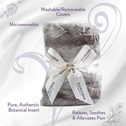 Sonoma Lavender Spa Heat Wrap for Neck, Shoulders and Lower Back, Microwaveable Lavender Aromatherapy Heating Pad, Removable and Washable Covers, Stress and Pain Relief (9" x 26", Lilac Dot)