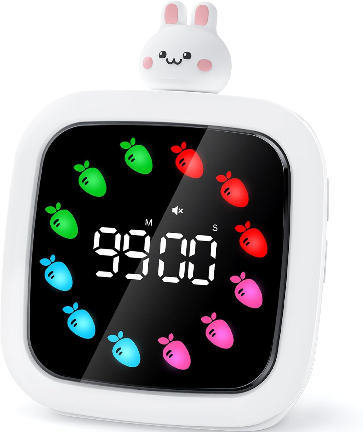 Yunbaoit Digital Visual Timer for Kids, 99-Minute Countdown, Rechargeable | 19 Music Alarm, Pause Function, 9 Optional DIY Color Planet Display, Robot Doll, for Study, Homeschool, Kitchen
