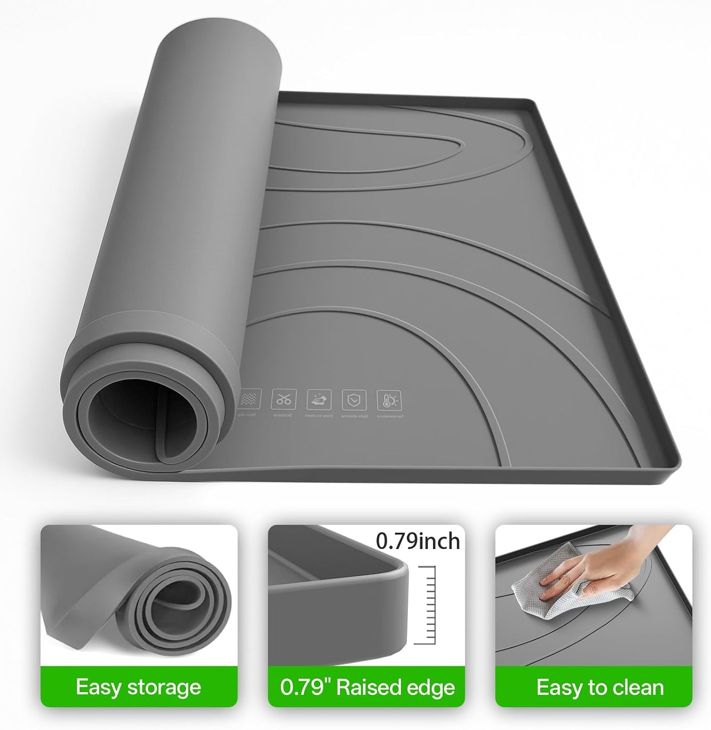 Washing Machine Drain Pan Silicone mat – 30x33 Inch Non-Slip Waterproof Washer Drip Tray, Anti-Vibration Soft Mat for Under Dryer or Washer, Floor Leak Protector for Laundry Room