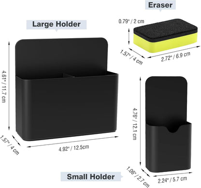 MoKo Magnetic Pen Holder, Pencil Accessories Whiteboard Organizer, White | Magnetic dry erase marker holder has two compartments and an ABS body for whiteboards, refrigerators and lockers.