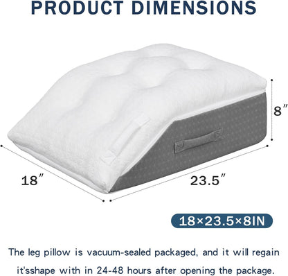 baibu Memory Foam Leg Elevation Pillow, Dual-Layer Patent Design Support Pillow to Raise Feet for Circulation, Leg Wedge Pillow for Sleeping, Knee Pillow for Knee Hip Ankle Pain Relief, 1PC