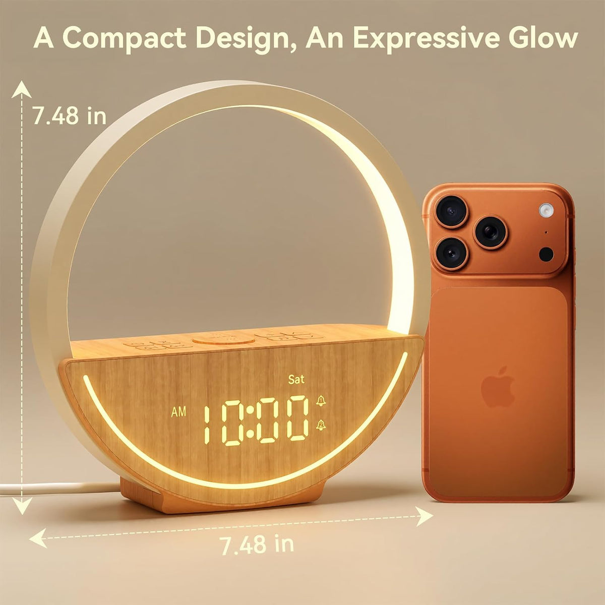 Vivilumens Alarm Clock with Sound Machine & Sunrise Lamp for Heavy Sleepers
