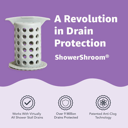 ShowerShroom the Revolutionary 2" Stand-Up Shower Stall Drain Protector Hair Catcher/Strainer, Blue