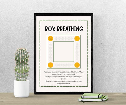 Summit Designs Box Breathing Exercise Wall Art - Anxiety Relief Print 11x14 Unframed Stress Management Mindfulness Poster Therapy Office Meditation Calm