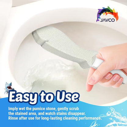 JAVCO Pumice Stone for Cleaning with Handle (4 Pack) – Scrubbing Stone for Porcelain, Ceramic and Tile, Pumiceshark for Toilet Cleaning (4, value pack)
