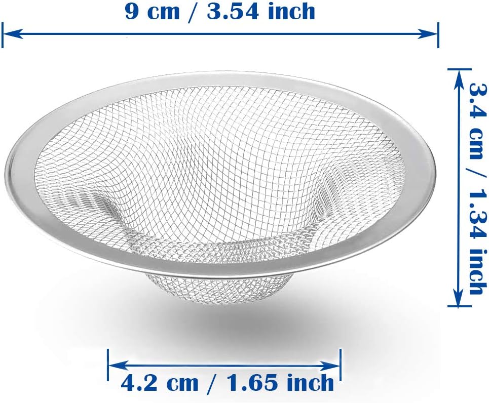 2 pcs Heavy Duty Stainless Steel Slop Basket Filter Trap, 2.75" Top / 1" Mesh Metal Sink Strainer,Perfect for Kitchen Sink/Bathroom Bathtub RV Wash Basin Floor Drain Balcony Drain Hole
