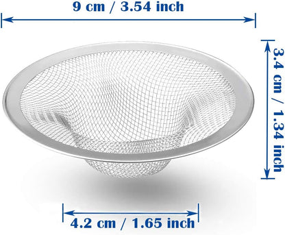 2 pcs Heavy Duty Stainless Steel Slop Basket Filter Trap, 2.75" Top / 1" Mesh Metal Sink Strainer,Perfect for Kitchen Sink/Bathroom Bathtub RV Wash Basin Floor Drain Balcony Drain Hole
