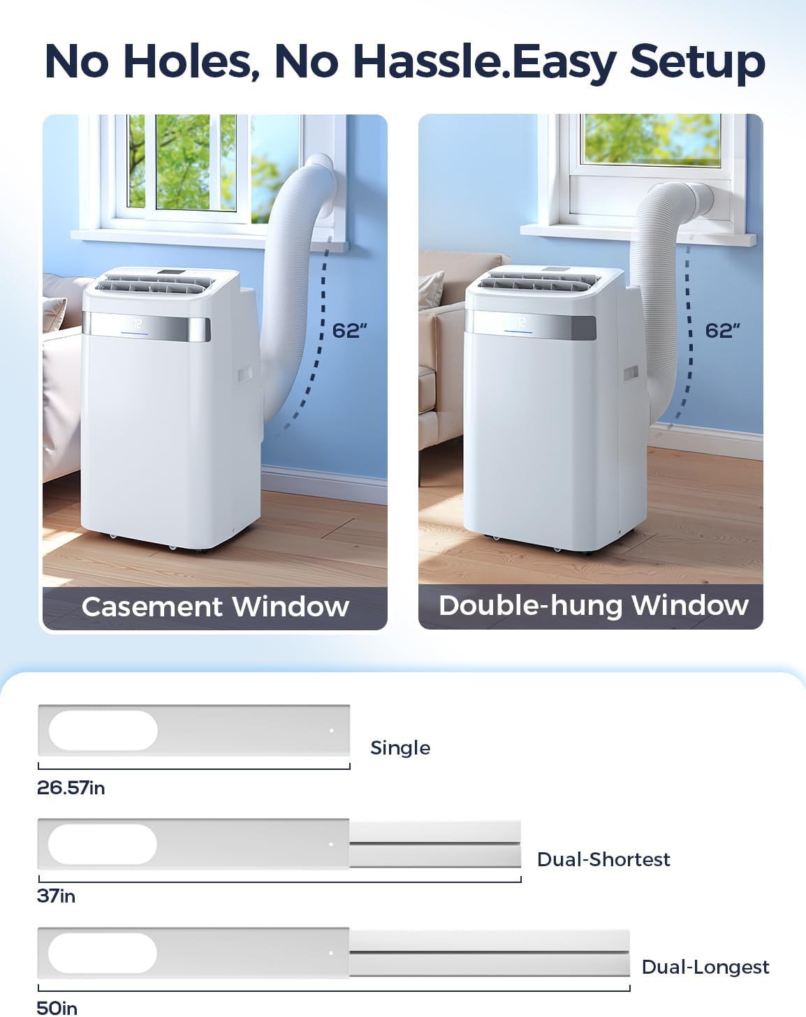14000BTU Portable Air Conditioner, 4-in-1 700 Sq. Ft, Quiet for room | 14000BTU AC cools 700sq.ft, 4-in-1 cool/fan/dry/sleep, quiet, LED, remote, 24H timer, kit, for bed/office/dorm.