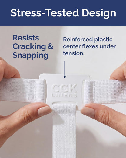 Bed Sheet Holders - Adjustable Elastic Fasteners with Metal Clips