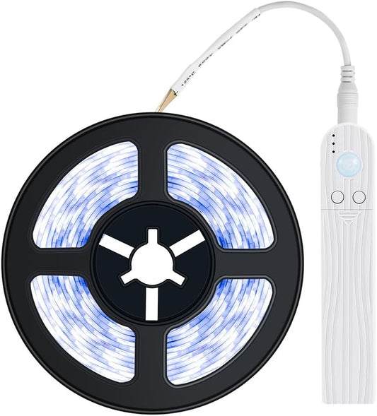 39.37in Wireless PIR LED Strip Light Motion Sensor Tape Light 3 Lighting Modes LED Under Cabinet Lamp 3000K Warm White Waterproof Dimmable Bedroom Nightlight for Room Decor TV Backlight（No Battery）