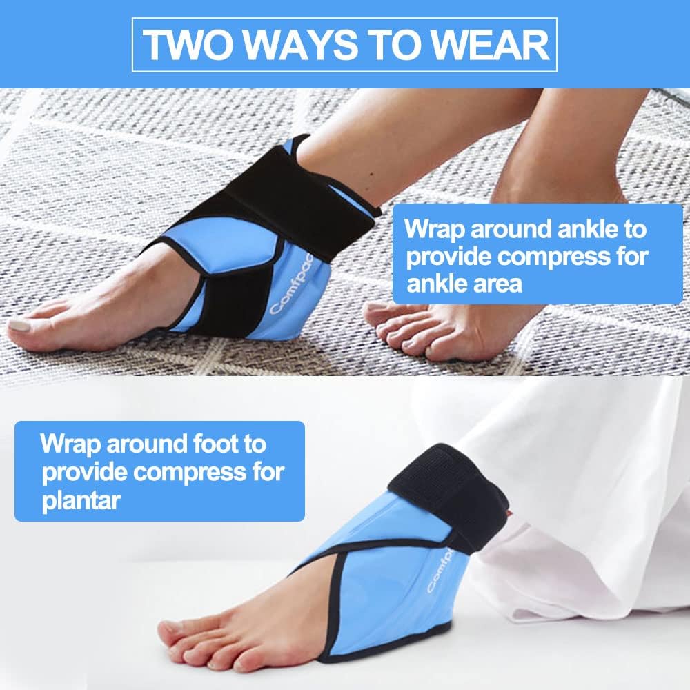 Comfpack Heel Ice Pack Wrap for Plantar Fasciitis Relief, Ankle Ice Pack | FSA Eligible, Ice Pack for Injures Reusable, Gel Cold Pack Warp for Achilles Tendonitis, Swelling, Ankle Sprain, Heel Pain