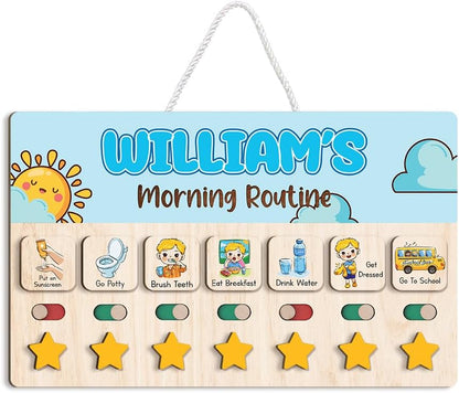 Wooden Chore Chart for Kids, Wooden Daily Routine Chart for Kids, Visual Schedule for Kids, Chore Reward Chart, Bedtime Morning Routine Chart for Toddlers