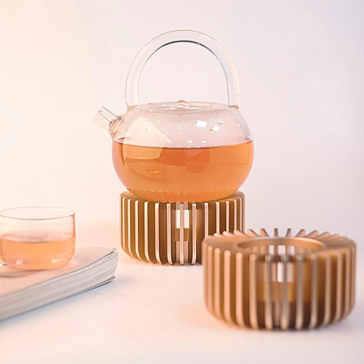 Teapot Warmer, Metal Teapot Heater - Modern Design with Tealight Holder - Heavy Duty & Decorative Candle Holder Stands for Heat Food Coffee Milk or Tea Suitable for All Teapots