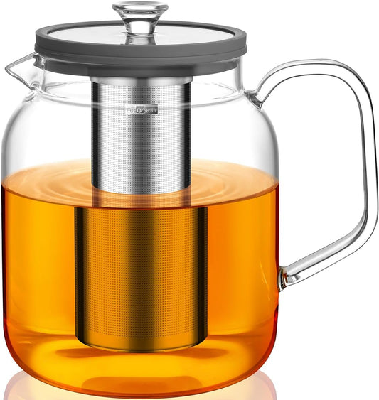 Aquach 68oz Glass Teapot Stovetop Safe with Loose Leaf Tea Steeper