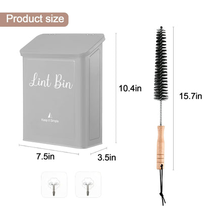 SUBEKYU Magnetic Lint Bin for Laundry Room Organization and Storage,White | Wall Mounted Metal Lint Box Holder Trash Can with Lid for Dryer,Lint Basket for Laundry Room Decor
