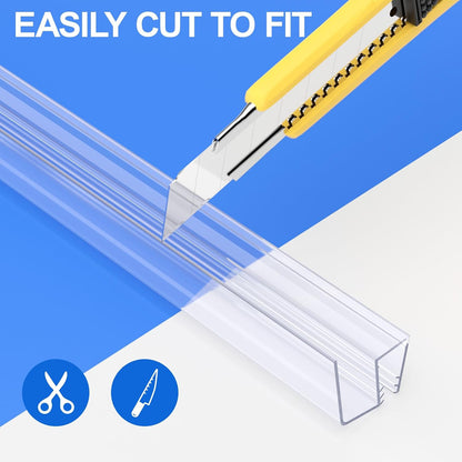Yecaye 3 Pack 3/8" x 39" Shower Door Bottom Seal Strip, Shower Door Sweep | Shower Door Sweep for 3/8'' (10mm) Doors, Frameless Glass Shower Door Seal Strip Stop Shower Leaks and Create a Water Barrier