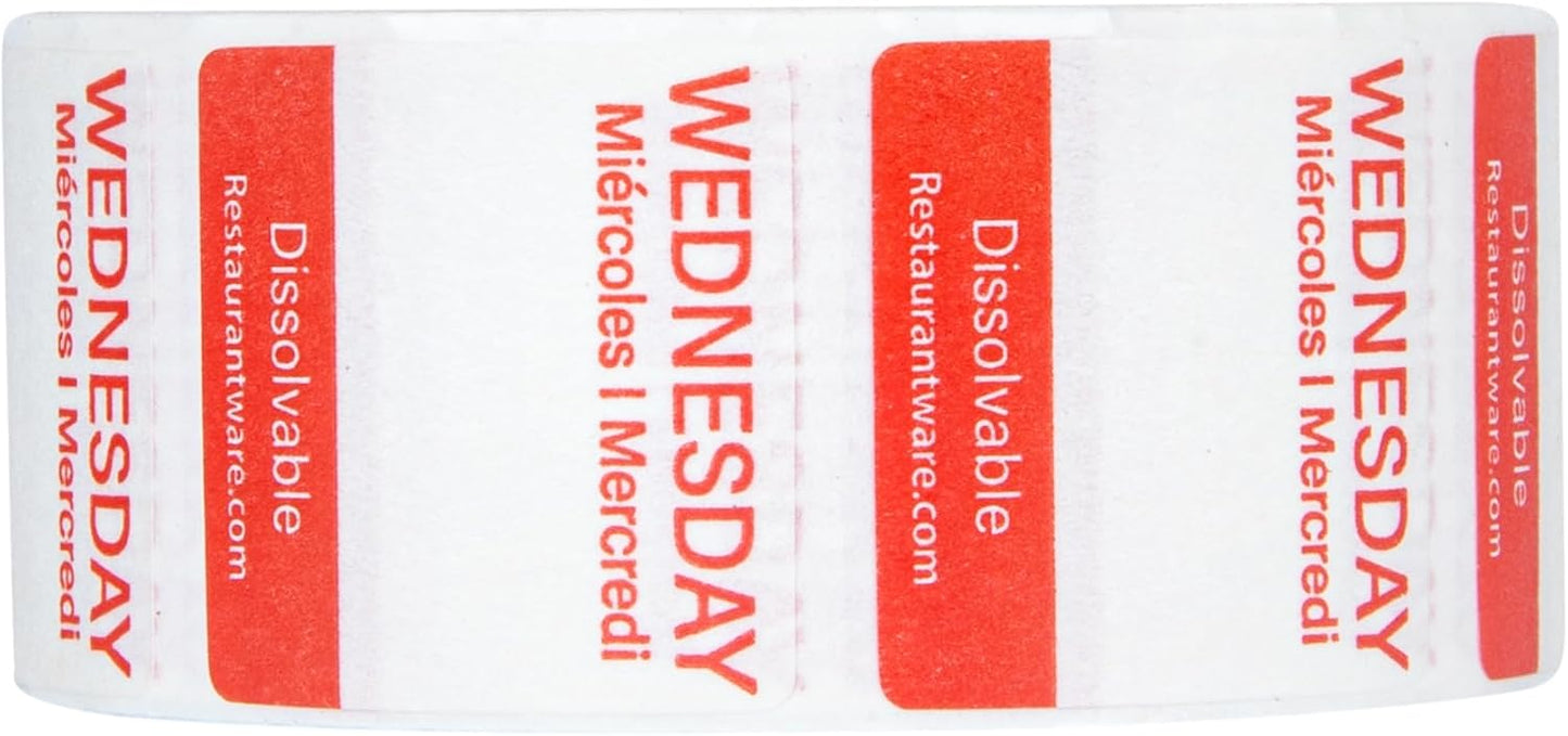 Restaurantware RW Smart 1 Inch x 1 Inch Food Rotation Labels 500 Dissolvable Food Safety Labels - Premium Trilingual Orange Paper Day Of The Week Labels For Food Storage Or Prep Saturday