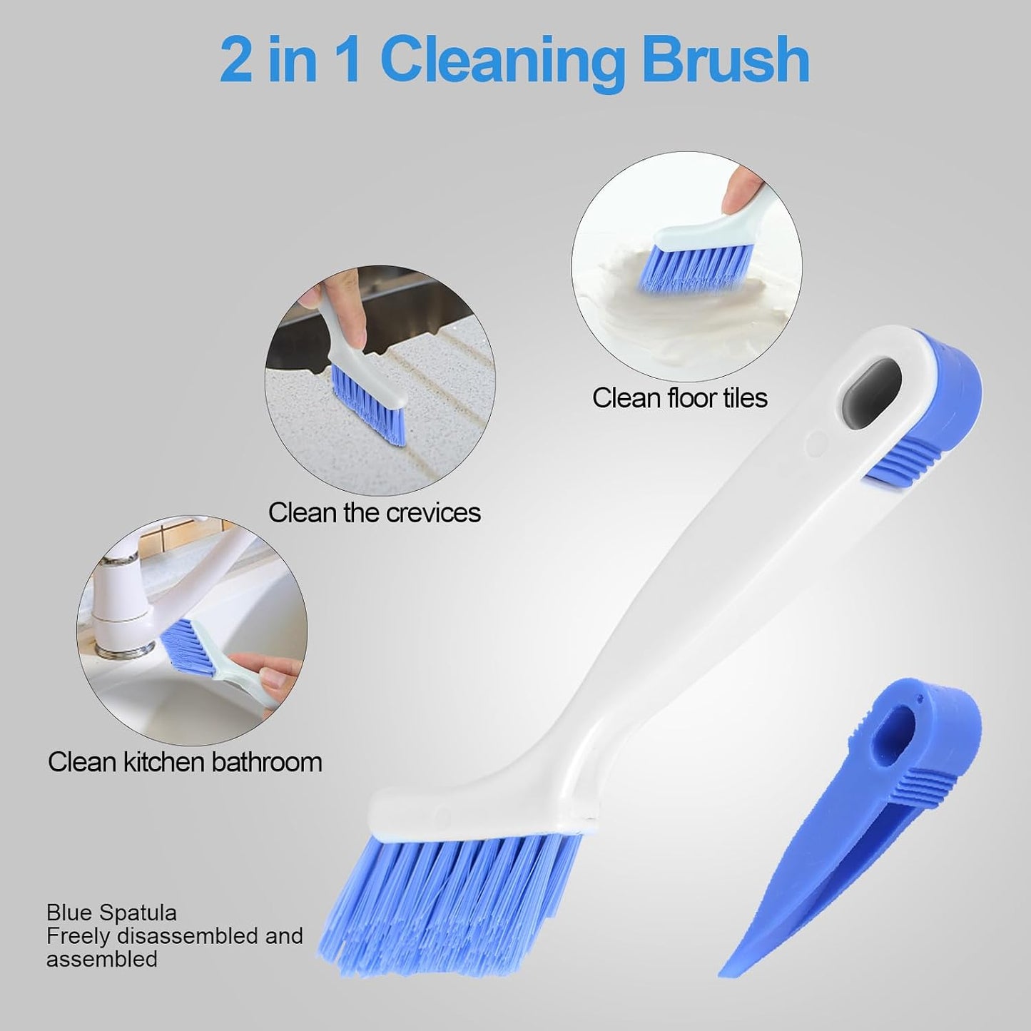 Asltw Swan Neck Cleaning Brush Set, 3 Angled Handle Scrub Brushes + 1 Crevice Brush for Window Tracks, Grout, Corners and Tight Spaces, Firm Bristles for Deep Cleaning in Kitchen and Bathroom