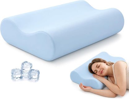 AM AEROMAX Contour Memory Foam Cervical Pillow for Neck Pain Relief, White