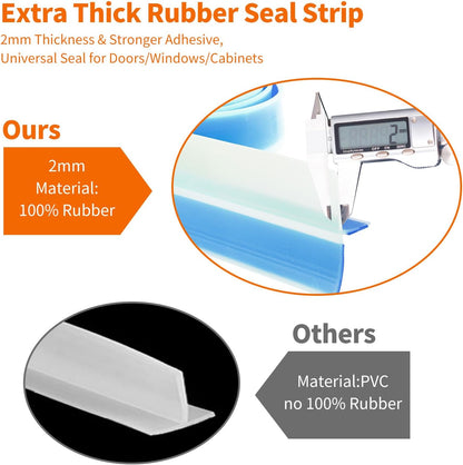 T-Shaped Rubber Weather Stripping Door Seal Extra Thick 2mm, 2 in x 20 Ft Heavy-Duty Alien Draft Seal Insulation Tape for Doors, Windows and Glass Shower Sweep Gaps(Clear)