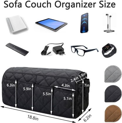 Remote Control Holder for Armchair, Armchair Caddy TV Remote Holder for Recline 14 Pockets, Non-Slip Remote Caddy Couch Caddy Organizer for TV Remote, Phone, Magazine (Brown)