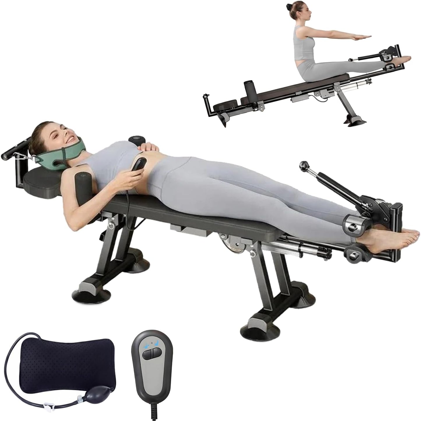 Electric Traction Machine for Neck & Back, Home Spinal Decompression Device for Lower Back Pain Relief, Non-Inversion Spine Stretcher for Safer Daily Use,Lumbar&Cervical Traction Decompression Table