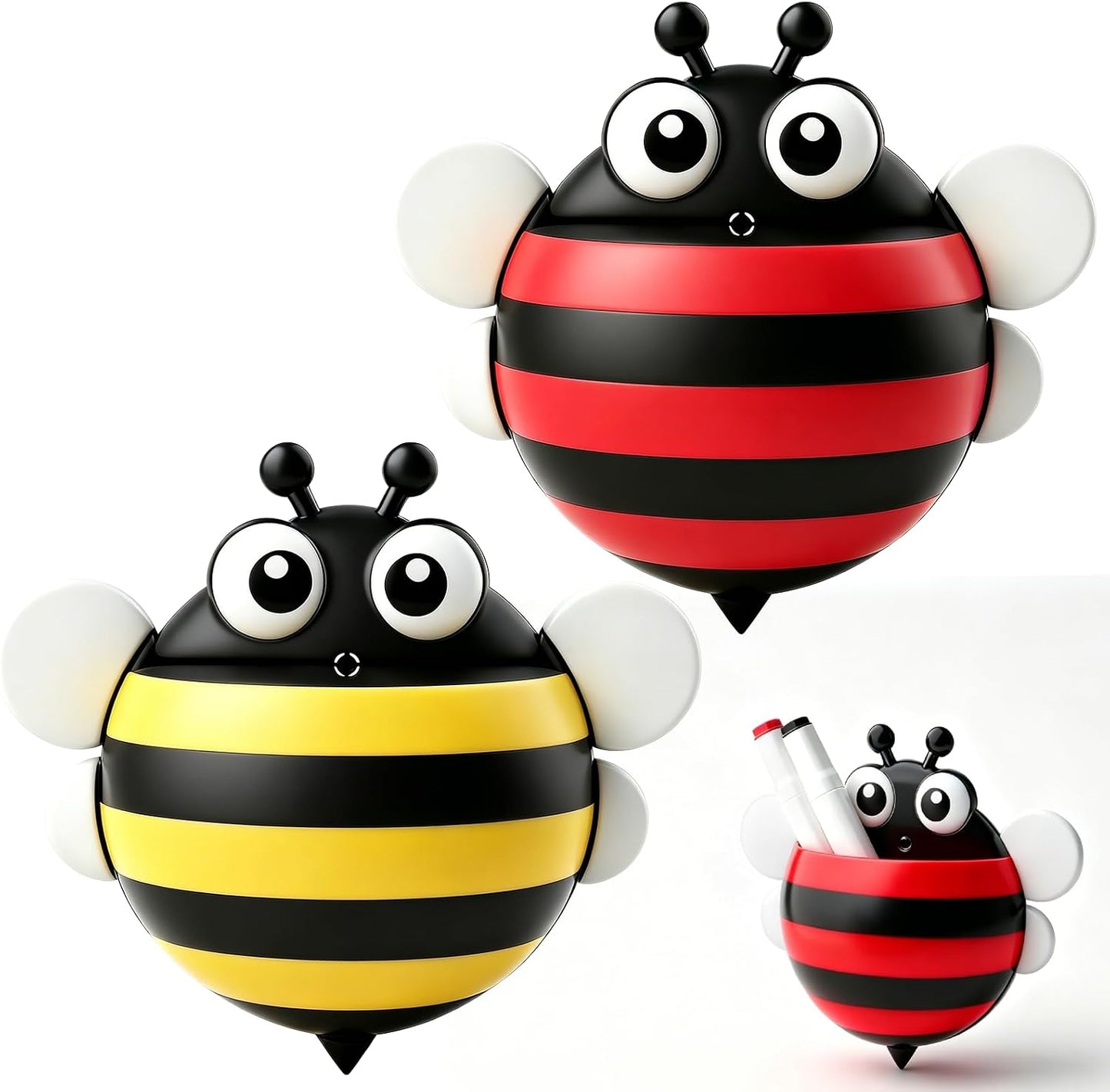 KITANIS Cute Ladybug Magnetic Pen Holder,2 Pack Magnetic Dry Erase Marker Holder,Magnet Storage Marker Pen Pencil Organizer for Refrigerator,Whiteboard,Locker Accessories