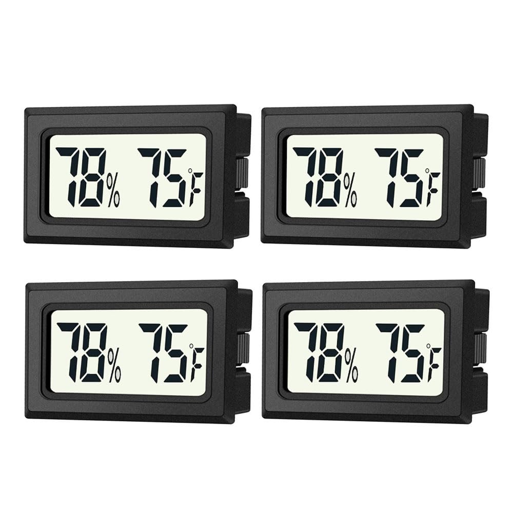 JEDEW 2 Pack Mini Digital Hygrometer Thermometer Gauge, Indoor Outdoor Temperature Humidity Meter for Humidifiers Greenhouse Reptile Plant Humidors, Large LCD Screen, Display in Fahrenheit (℉) (2)