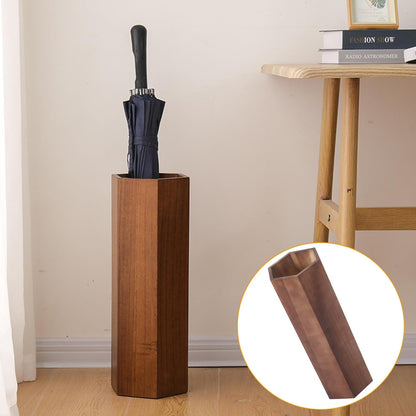 Alipis Wooden hexagon Umbrella Stand Rack - Umbrella Holder Bin with Drip Tray - Canes Walking Sticks Holder for Entryway Home Office Black