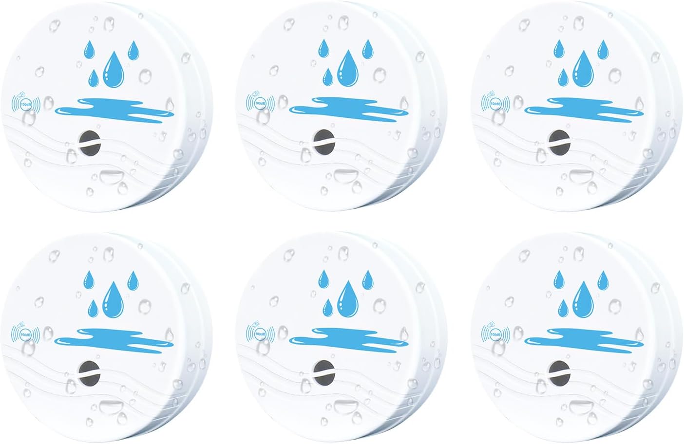 5 Pack Water Leak Detectors for Home | Water Sensor Alarm Leak Detector, 100dB, Waterproof, Kitchens, Bathrooms, Laundries, Sinks, Basements, Battery Included