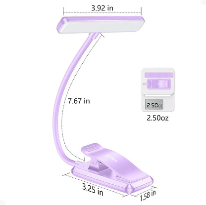 Gritin 19 LED Rechargeable Book Light for Reading in Bed | Eye Caring 3 Color Temps,Stepless Dimming Brightness,Memory Function,90 Hrs Runtime Lightweight Clip on Light for Book Lovers