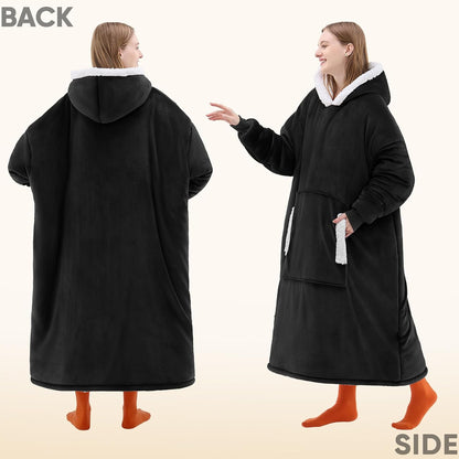 yescool Wearable Blanket Hoodie, Flannel Sherpa Fleece Blanket Sweatshirt for Adults Women Men,One Size Fits All - Colors B