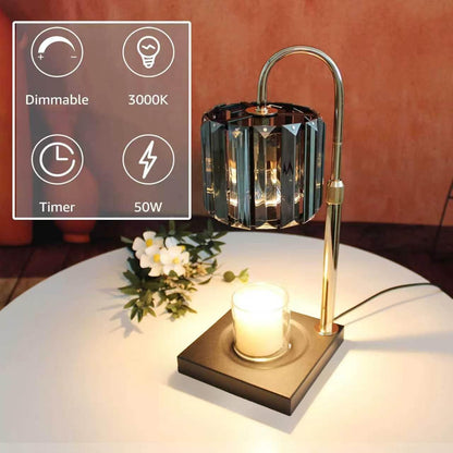 Yuichoy Candle Warmer Lamp with Timer, Dimmable Electric Candle Wamer Adjustable Height, Glass Modern Candles Melter Lamp, Gifts for Women Mom, Clear