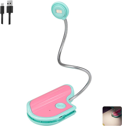 BIGMONAT Rechargeable Book Reading Light in Bed,Dimmable Warm/White Book Light for Kids,Multi Colors Portable LED Reading Lamp with Rotary Light Neck,Wireless Clip on Reading Light for Student(Green)