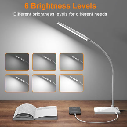Vansuny Clip on LED Desk Lamp, Eye-Caring USB Reading Light for Home Office