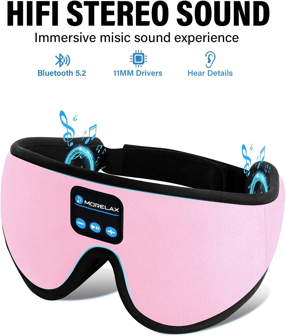 Sleep Headphones,Sleep Mask for Side Sleeper,3D Eye Mask for Sleeping with Stereo Speakers,Bluetooth Headphone,Perfect for Gifts for Women/Men Black
