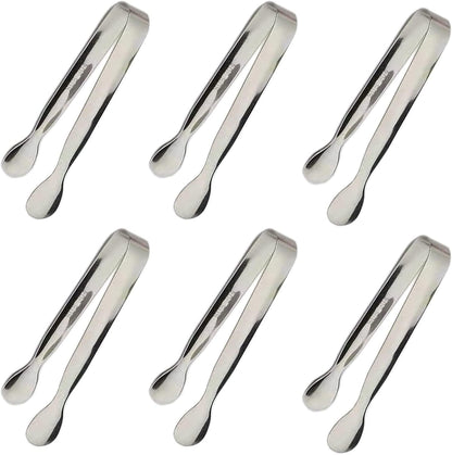 6PCS Ice Tongs Mini Sugar Tongs 4.25Inch Stainless Steel Kitchen Utensils Set,Small Serving Tong and Tiny Kitchen Tong for Appetizers,Tea Party, Coffee Bar, Desserts by Sunenlyst (Silver)