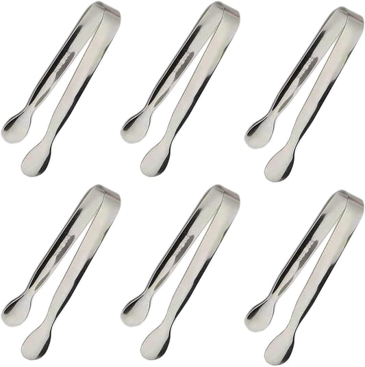 Ice Tongs Mini Sugar Tongs 4.25Inch Stainless Steel Kitchen Utensils Set,Small Serving Tong and Tiny Kitchen Tong for Appetizers,Tea Party, Coffee Bar, Desserts by Sunenlyst (Silver)