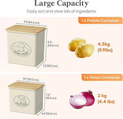 Lifewit Plastic Potato and Onion Storage Bin Box, Set of 3, White