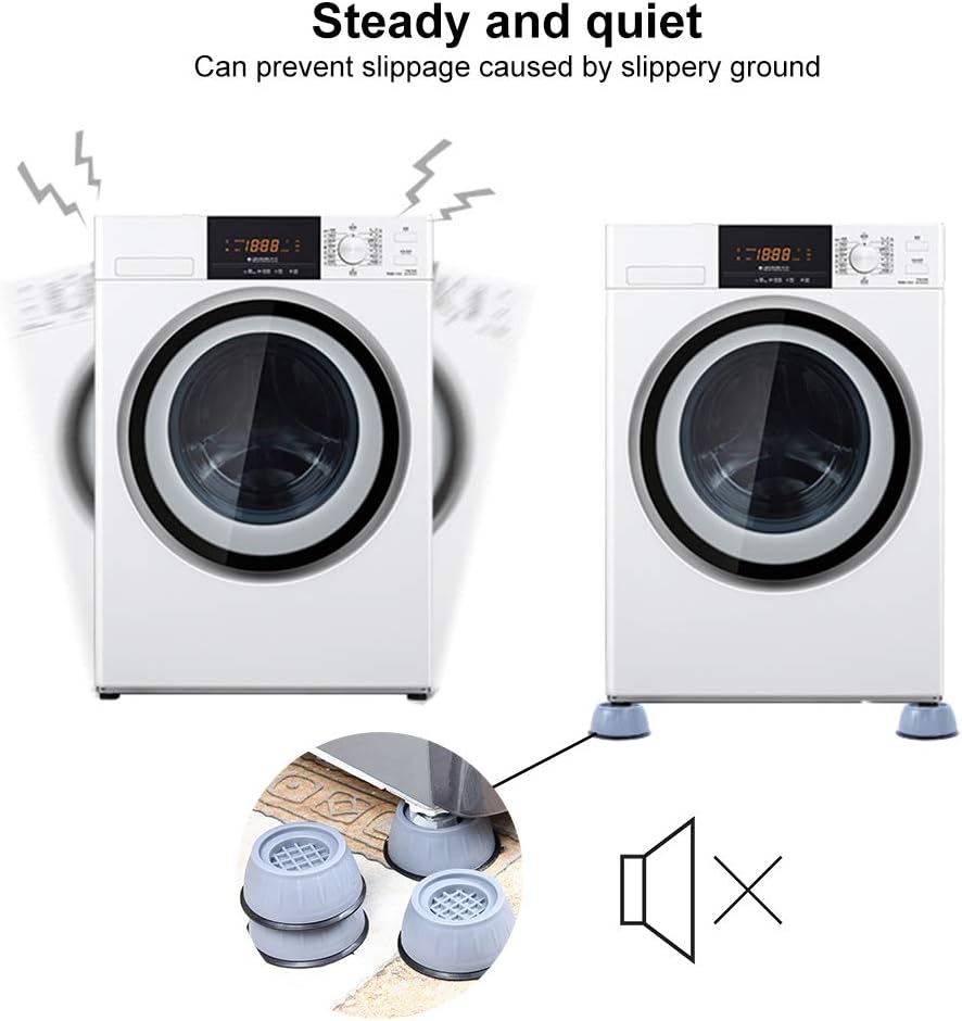 Mwellewm Anti Vibration Pads for Washing Machine Shock and Noise Reducing Washing Machine Support Anti Slip Vibration Rubber Washing Machine Feet Dryer Washer Vibration Stabilizer(1.7D x 0.16 H)