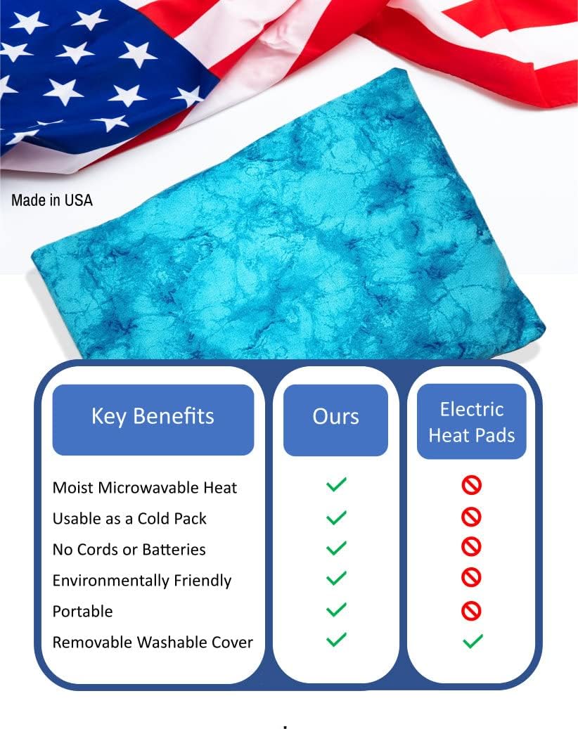 Microwavable Corn Filled Heating Pad and Cold Pack/Washable 100% Cotton Cover (Cross Hatch - Mint, 7.5in W x 11in L)