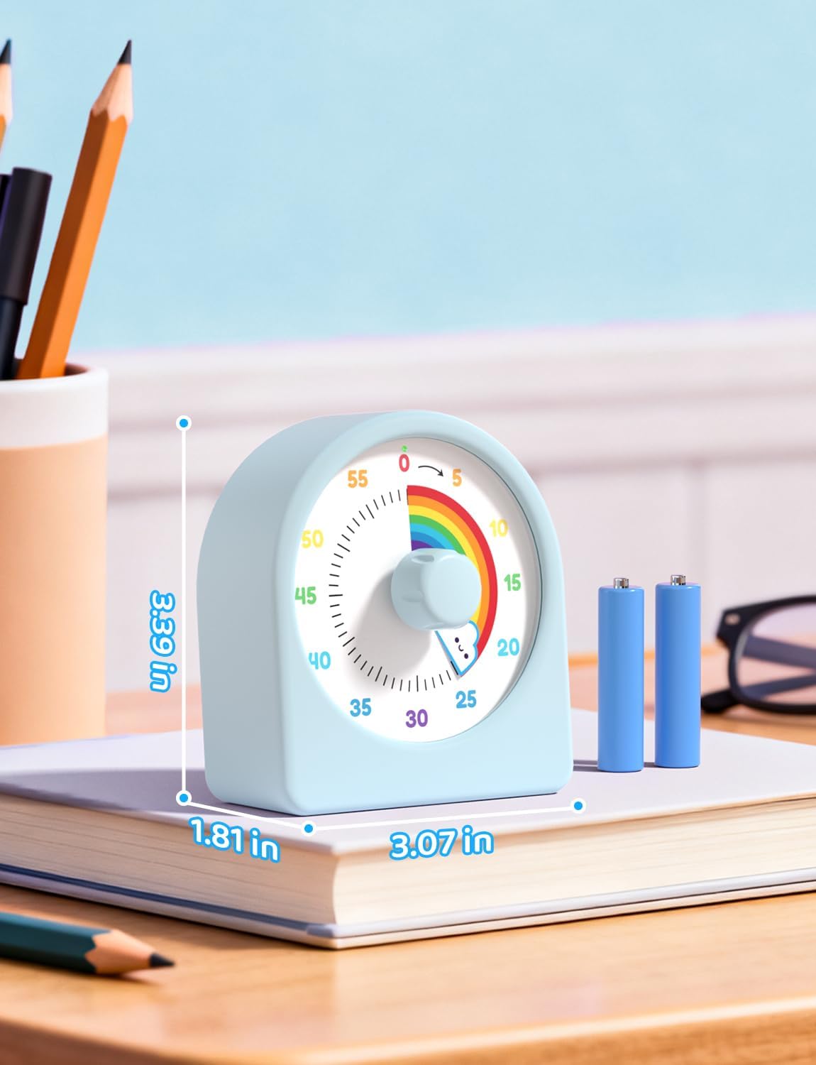 LIORQUE Visual Timer for Kids with Pause Function,Timer for Kids and Adults, Protective Case, Silent Time Management Tool, 60-Minute Countdown for Classroom, Office, Meetings, Study, Kitchen(Blue)
