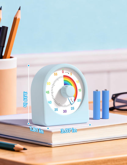LIORQUE Visual Timer for Kids with Pause Function,Timer for Kids and Adults, Protective Case, Silent Time Management Tool, 60-Minute Countdown for Classroom, Office, Meetings, Study, Kitchen(Blue)
