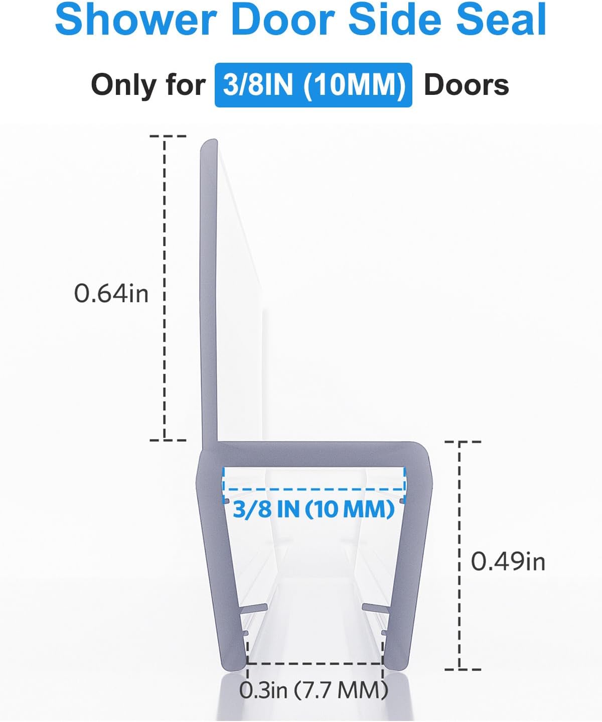 Delamu 3-Pack Shower Door Bottom Seal, 3/8''× 39'' Shower Door Sweep Strip | Shower Seal Strip for 3/8'' (10mm) Doors, Frameless Glass Shower Door Seal Strip Stop Shower Leaks and Create a Water Barrier