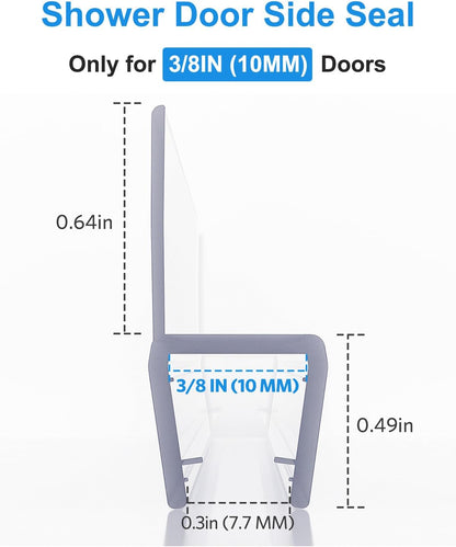 Delamu 3-Pack Shower Door Bottom Seal, 3/8''× 39'' Shower Door Sweep Strip | Shower Seal Strip for 3/8'' (10mm) Doors, Frameless Glass Shower Door Seal Strip Stop Shower Leaks and Create a Water Barrier