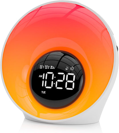 AFEXOA Sunrise Alarm Clock with Wake Up Light & White Noise Machine | 30 Soothing Sounds, 14 Colors Dimmable Nightlights, Digital Dual Alarm Clock for Bedroom/Heavy Sleepers/Adults/Kids