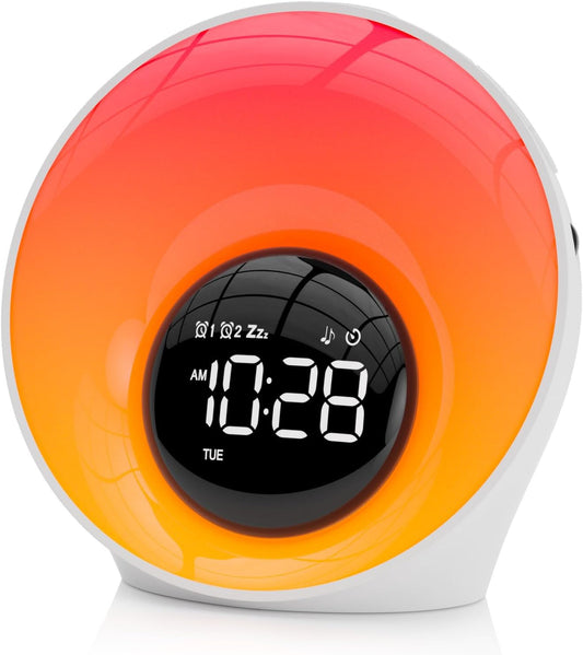 AFEXOA Sunrise Alarm Clock with Wake Up Light & White Noise Machine | 30 Soothing Sounds, 14 Colors Dimmable Nightlights, Digital Dual Alarm Clock for Bedroom/Heavy Sleepers/Adults/Kids