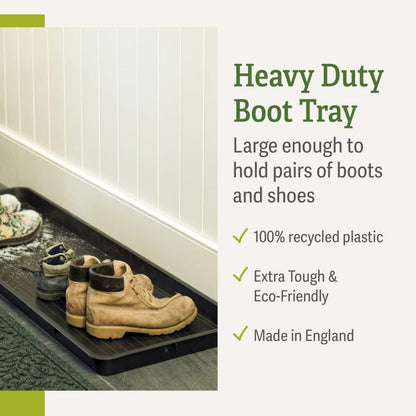 Gardeners Supply Company Large Boot Tray 2 Pack | Multi-Purpose All Weather Waterproof Indoor and Outdoor Shoes Mat Made with 100% Recycled Plastic | 46.5" L x 15.5" W and 2" Deep - Black
