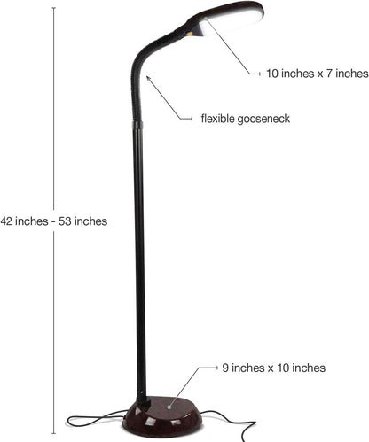 Brightech Litespan - Bright LED Floor Reading Lamp for Over Chair Crafts and Reading, Esthetician Light for Lash Extensions, Gooseneck Adjustable Standing Lamp for Living Room, Bedroom, Office - Black